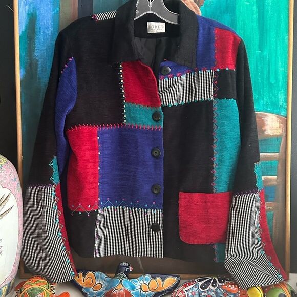 Koret Petites Multicolor Patchwork Blazer M - Picture 4 of 16